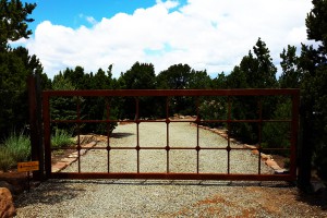 Red framed custom gate installation