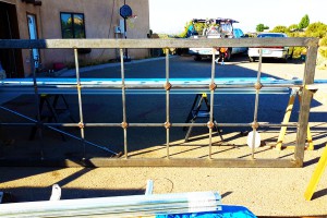 custom garage door frame installation progress picture