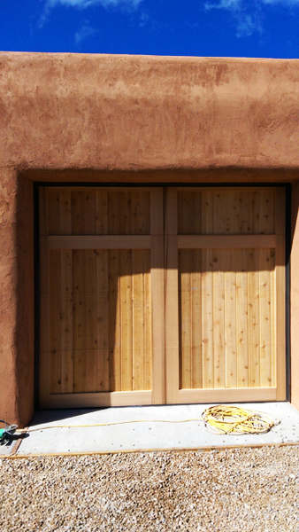 southwestern wood panel garage door