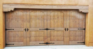 ornate southwestern wooden wide garage door